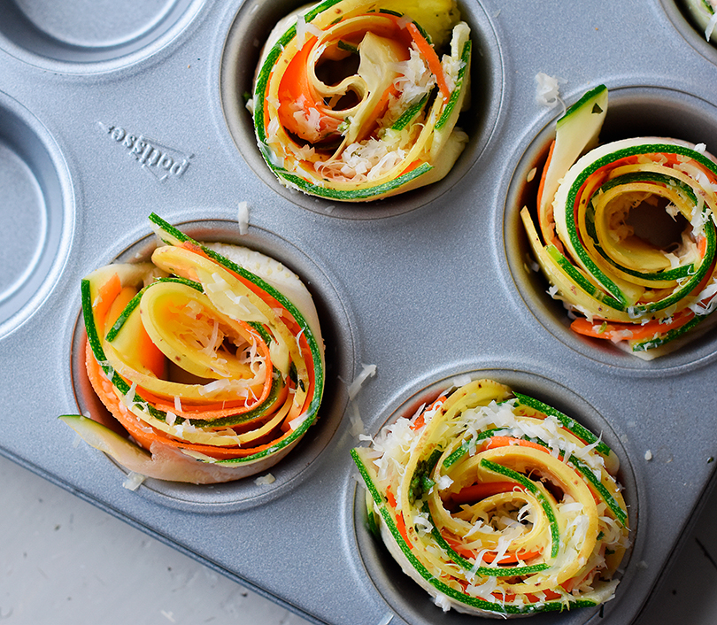 Veggie roses with cheese