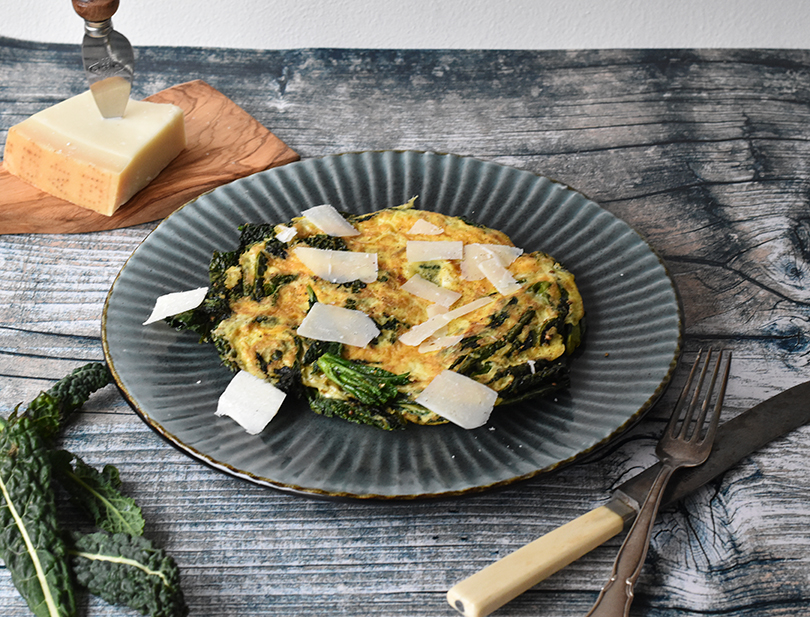Omelette with Tuscan kale and parmigiano
